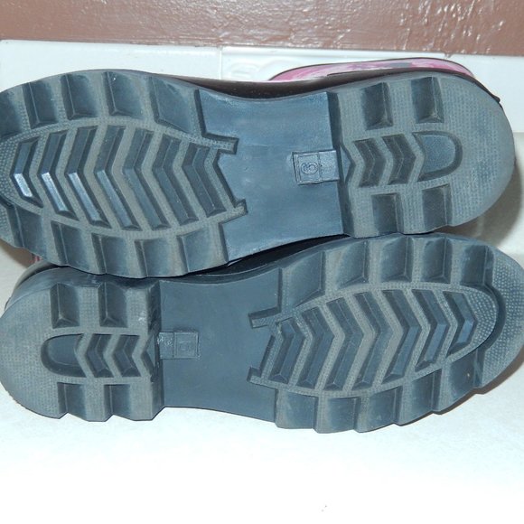 BearPaw Rain Boots Charlie Size 6 Pink Gray Black Rubber Pull On Strap Buckle - Picture 9 of 9